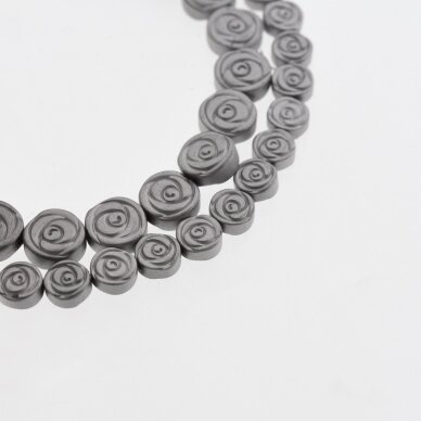 Hematite, Reconstituted, Matte Rose Bead, Nickel Grey, 39-40 cm/strand, 6 mm