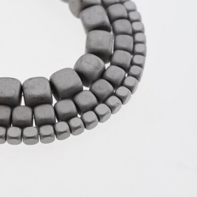 Hematite, Reconstituted, Matte Rounded Cube Bead, Nickel Grey, 39-40 cm/strand, 2 mm