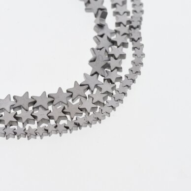 Hematite, Reconstituted, Matte Star Bead, Nickel Grey, 39-40 cm/strand, 4 mm