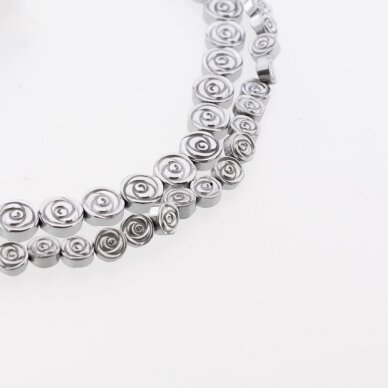 Hematite, Reconstituted, Rose Bead, Nickel Grey, 39-40 cm/strand, 6, 8, 10 mm