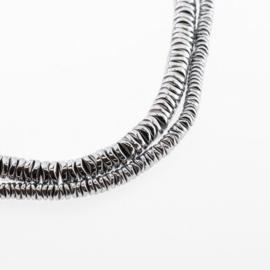 Hematite, Reconstituted, Bended Round Rondelle Bead, Nickel Grey, 39-40 cm/strand, 4x1, 6x1 mm