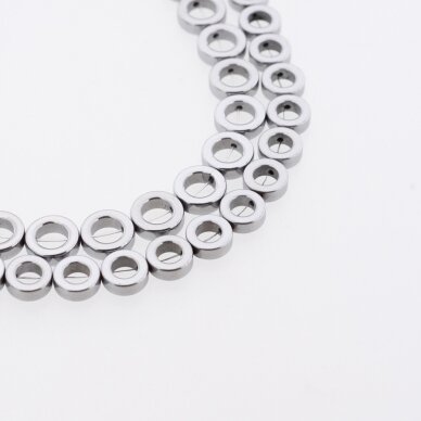 Hematite, Reconstituted, Ring Bead, Nickel Grey, 39-40 cm/strand, 8, 10, 12, 14, 16 mm