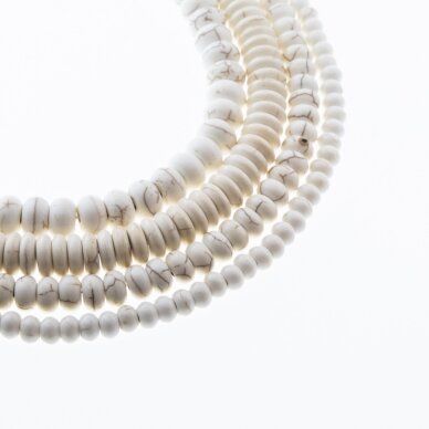 Howlite, Imitation, Abacus Rondelle Bead, Beige, 37-39 cm/strand, 6x4, 8x5, 10x3, 10x6 mm