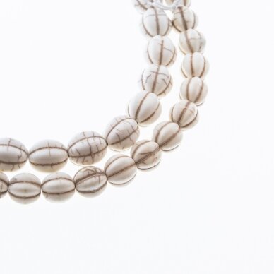 Howlite, Imitation, Watermelon Bead, Beige, 37-39 cm/strand, 10, 12 mm