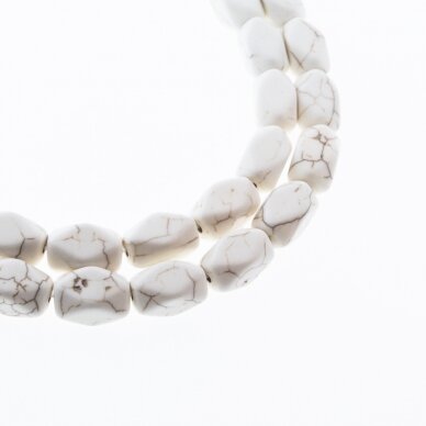 Howlite, Imitation, Polygon Bead, Beige, 37-39 cm/strand, 10x16x10 mm