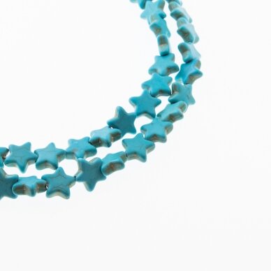 Howlite, Imitation, Dyed, Star Bead, Turquoise Blue, 37-39 cm/strand, 12 mm