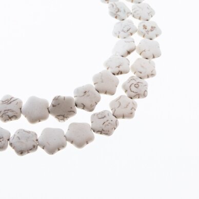 Howlite, Imitation, Puffed Flower Bead, Beige, 37-39 cm/strand, 15 mm