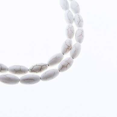 Howlite, Imitation, Matte Oval Bead, Beige, 37-39 cm/strand, 8x16 mm