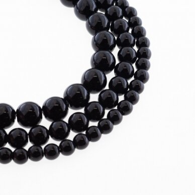 Black Onyx Imitation, Round Bead, 37-39 cm/strand, 4, 6, 8, 10, 12, 14, 16, 18, 20 mm