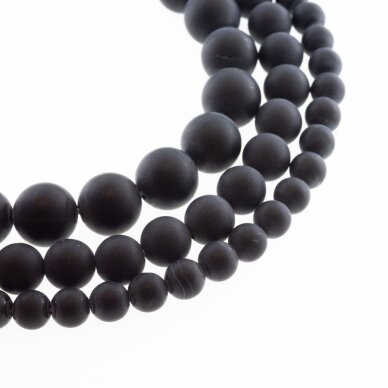 Black Onyx, Natural, AB Grade, Dyed, Matte Round Bead, 37-39 cm/strand, 4, 6, 8, 10, 12 mm