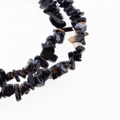 Black Onyx, Natural, AB Grade, Dyed, Chip Bead, 80-83 cm/strand, about 5-8 mm