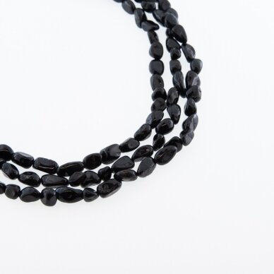 Black Tourmaline/Schorl, Natural, B Grade, Pebble Bead, 37-39 cm/strand, M size about 4x5-5x8 mm