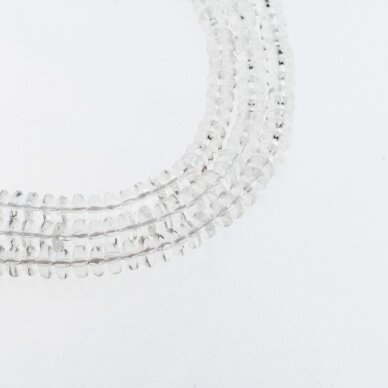 Rock Crystal Quartz, Reconstituted, Abacus Rondelle Bead, Clear, 37-39 cm/strand, 6x4 mm