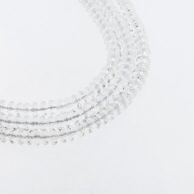 Rock Crystal Quartz, Reconstituted, Faceted Abacus Rondelle Bead, Clear, 37-39 cm/strand, 6x4 mm