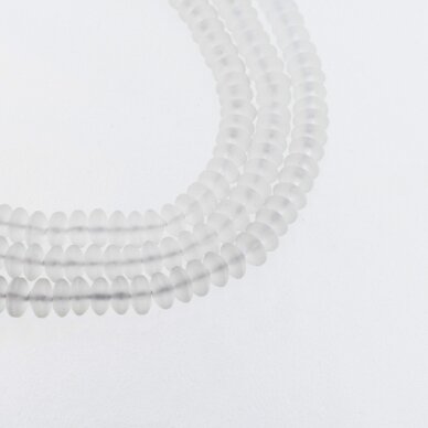 Rock Crystal Quartz, Reconstituted, Matte Abacus Rondelle Bead, Translucent White White, 37-39 cm/strand, 6x4 mm