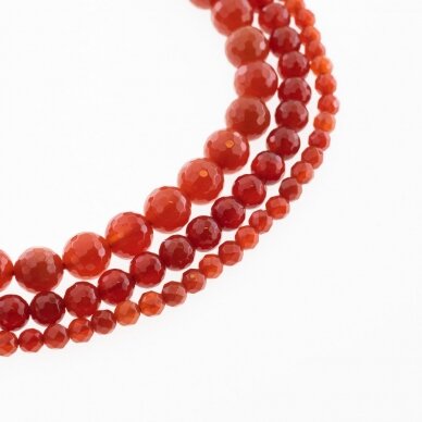 Carnelian, Natural, A Grade, Dyed, Faceted Round Bead, Red, 37-39 cm/strand, 4, 6, 8, 10, 12, 14 mm