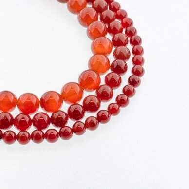 Carnelian, Natural, B Grade, Dyed, Round Bead, Red, 37-39 cm/strand, 4, 6, 8, 10, 12, 14, 16 mm