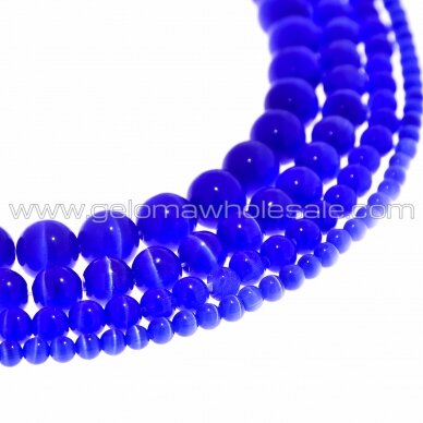 Cat's Eye Glass, Round Bead, #03 Royal Blue, 4, 6, 8, 10, 12 mm