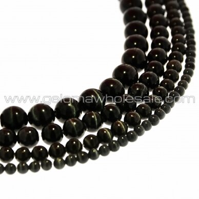 Cat's Eye Glass, Round Bead, #10 Black, 4, 6, 8, 10, 12 mm