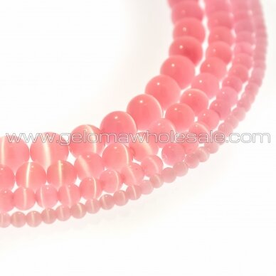 Cat's Eye Glass, Round Bead, #12 Pink, 4, 6, 8, 10, 12 mm