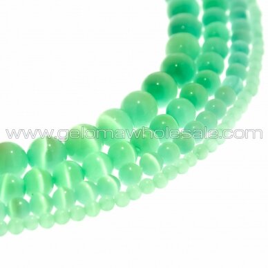 Cat's Eye Glass, Round Bead, #17 Light Green, 4, 6, 8, 10, 12 mm