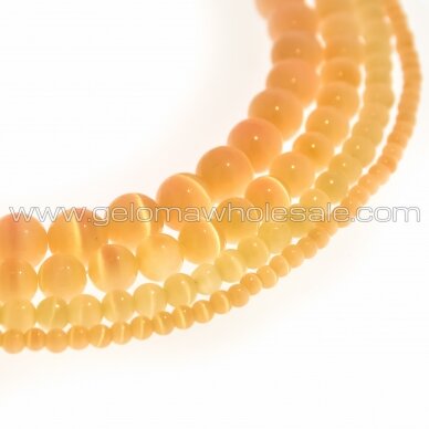 Cat's Eye Glass, Round Bead, #21 Dark Yellow, 4, 6, 8, 10, 12 mm