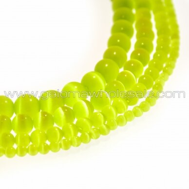 Cat's Eye Glass, Round Bead, #22 Lime Green, 4, 6, 8, 10, 12 mm