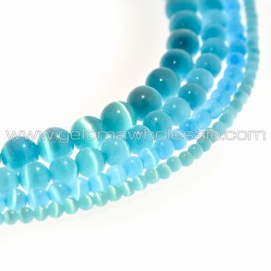 Cat's Eye Glass, Round Bead, #29 Sky Blue, 4, 6, 8, 10, 12 mm