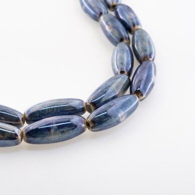 Ceramic, Teardrop Bead, #S17 Striped Aged Blue, about 8 pcs/strand, about 25x37 mm