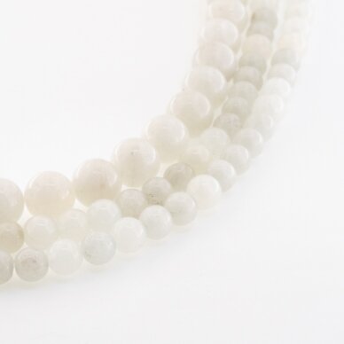 Chinese White Jade (Quartz), Natural, Round Bead, #02 Smoky White, 37-39 cm/strand, 6, 8, 10, 12 mm