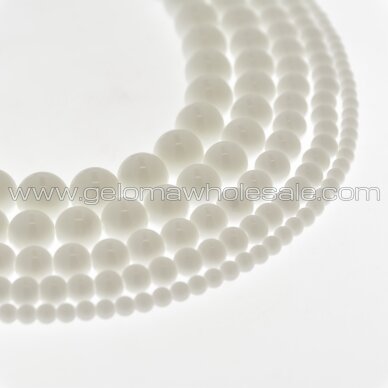 Chinese White Jade (Quartz), Natural, Round Bead, 37-39 cm/strand, 4, 6, 8, 10, 12, 14 mm