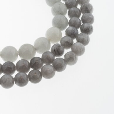 Chinese White Jade (Quartz), Natural, Dyed, Round Bead, #03 Dark Grey, 37-39 cm/strand, 6, 8, 10, 12 mm