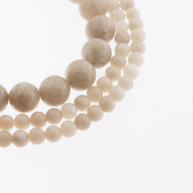 Chinese White Jade (Quartz), Natural, Dyed, Round Bead, #16 Sand Grey, 37-39 cm/strand, 6, 8, 10, 12 mm