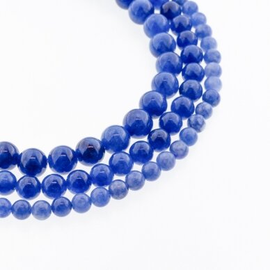 Chinese White Jade, Natural, Dyed, Round Bead, Blue, 37-39 cm/strand, 6, 8, 10, 12 mm