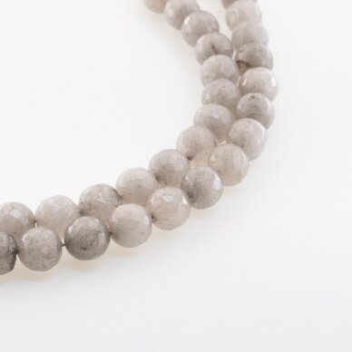 Chinese White Jade (Quartz), Natural, Dyed, Faceted Round Bead, #04 Light Grey, 37-39 cm/strand, 6, 8, 10, 12 mm