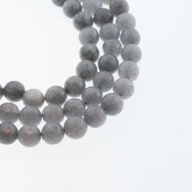 Chinese White Jade (Quartz), Natural, Dyed, Faceted Round Bead, #05 Grey, 37-39 cm/strand, 6, 8, 10, 12 mm