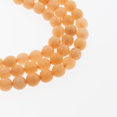 Chinese White Jade (Quartz), Natural, Dyed, Faceted Round Bead, #21 Light Orange, 37-39 cm/strand, 6, 8, 10, 12 mm