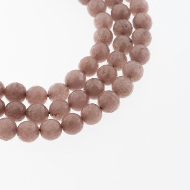 Chinese White Jade (Quartz), Natural, Dyed, Faceted Round Bead, #28 Milk Cocoa, 37-39 cm/strand, 6, 8, 10, 12 mm