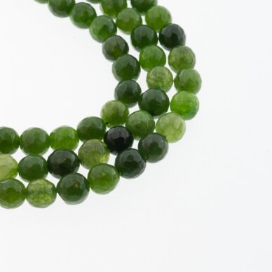 Chinese White Jade (Quartz), Natural, Dyed, Faceted Round Bead, #32 Green, 37-39 cm/strand, 6, 8, 10, 12 mm