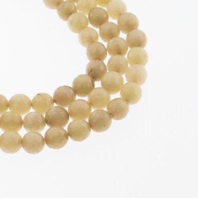 Chinese White Jade (Quartz), Natural, Dyed, Faceted Round Bead, #36 Light Khaki, 37-39 cm/strand, 6, 8, 10, 12 mm