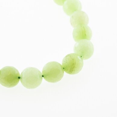 Chinese White Jade (Quartz), Natural, Dyed, Faceted Round Bead, #42 Light Green, 37-39 cm/strand, 6, 8, 10, 12 mm