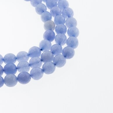 Chinese White Jade (Quartz), Natural, Dyed, Faceted Round Bead, #48 Cornflower Blue, 37-39 cm/strand, 6, 8, 10, 12 mm