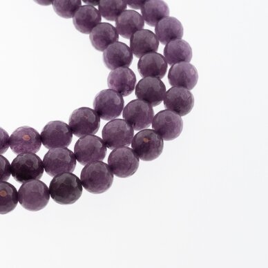 Chinese White Jade (Quartz), Natural, Dyed, Faceted Round Bead, #52 Violet, 37-39 cm/strand, 6, 8, 10, 12 mm