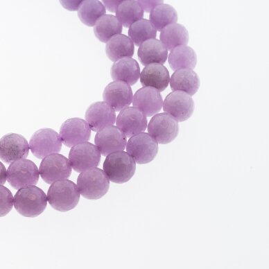 Chinese White Jade (Quartz), Natural, Dyed, Faceted Round Bead, #53 Light Violet, 37-39 cm/strand, 6, 8, 10, 12 mm