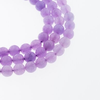 Chinese White Jade (Quartz), Natural, Dyed, Faceted Round Bead, #54 Lavender, 37-39 cm/strand, 6, 8, 10, 12 mm