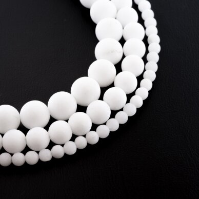 Chinese White Jade (Quartz), Natural, Matte Round Bead, 37-39 cm/strand, 4, 6, 8, 10, 12, 14 mm