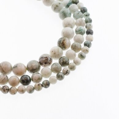 Chinese Moss Jade, Natural, C Grade, Round Bead, Green-White, 37-39 cm/strand, 6, 8, 10, 12 mm