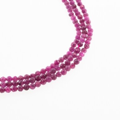 Corundum (Ruby), Natural, C Grade, Faceted Round Bead, Pinkish Purple, 37-39 cm/strand, 2 mm