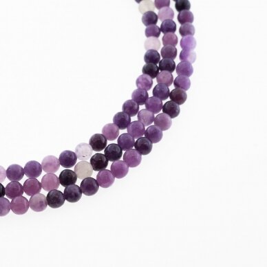 Lepidolite, Natural, C Grade, Round Bead, Violet, 37-39 cm/strand, 6 mm