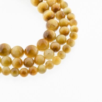 Honey Tigereye, Natural, B Grade, Round Bead, Yellow, 37-39 cm/strand, 4, 6, 8, 10, 12 mm